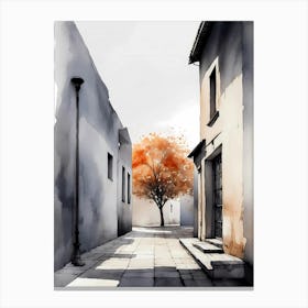 Watercolor Of A Street 9 Canvas Print