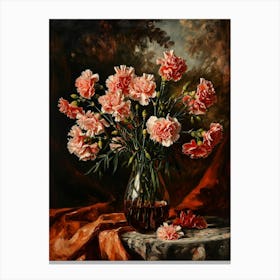 Baroque Floral Still Life Carnations 3 Canvas Print