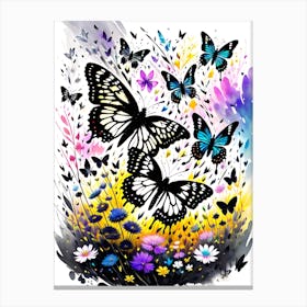 Butterflies On A Flower Canvas Print