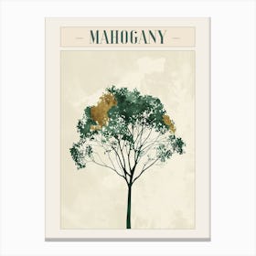 Mahogany Tree Minimal Japandi Illustration 1 Poster Canvas Print