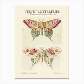 Velvet Butterflies Collection Radiant Butterflies William Morris Style 2 Canvas Print