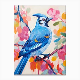 Colourful Bird Painting Blue Jay 3 Canvas Print