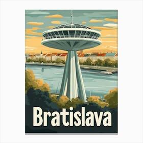 Aihrgdesign A Retro Travel Poster For Bratislava 2 Canvas Print