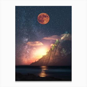 Mars On Sea Sunset Canvas Print