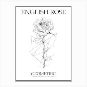 English Rose Geometric Line Drawing 4 Poster Canvas Print