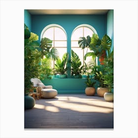 Bright Tropical Living Room Canvas Print