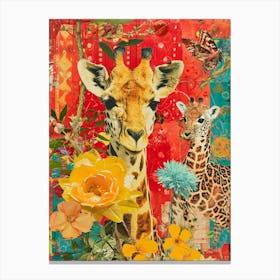 Abstract Kitsch Safari Animal Collage 2 Canvas Print