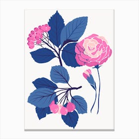 Pink Roses Boho Botanical Canvas Print