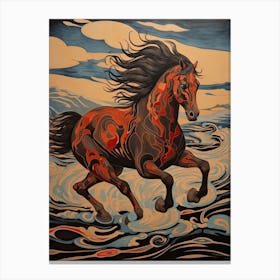 A Horse Painting In The Style Of Gouache Painting 2 Canvas Print