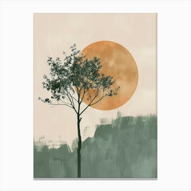 Peach Tree Minimal Japandi Illustration 1 Canvas Print