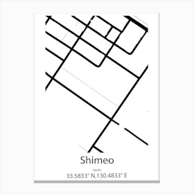 Shimeo,Japan Minimalist Map Canvas Print