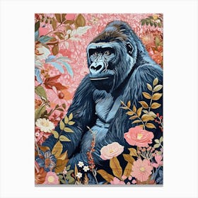 Floral Animal Painting Mountain Gorilla 1 Canvas Print