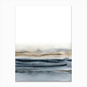 Abstract Watercolor Painting in Blue and Brown 1 Canvas Print