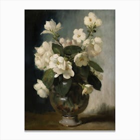 White Flowers In A Vase Cezanne Canvas Print