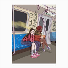 London Subway Strangers on the Metro train Canvas Print