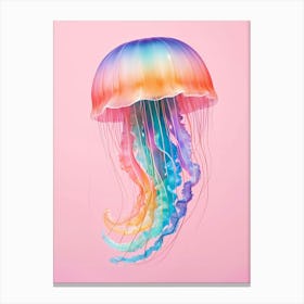 Jellyfish On Pink Background Canvas Print