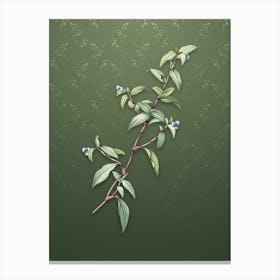 Vintage Birdbill Dayflower Botanical on Lunar Green Pattern n.2474 Canvas Print