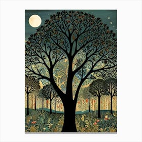 William Morris Tree In The Moonlight Canvas Print