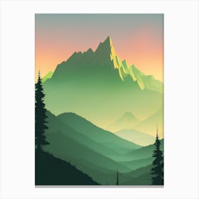 Misty Mountains Vertical Background In Green Tone 17 Canvas Print