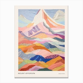 Mount Jefferson United States 1 Colourful Mountain Illustration Poster Canvas Print