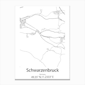 Schwarzenbruck,Germany Minimalist Map Canvas Print