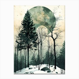 Moonlight In The Woods watercolor landscape Canvas Print