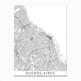 Buenos Aires White Map Canvas Print
