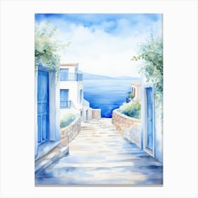 Watercolor Of A Greek Village 1 Canvas Print