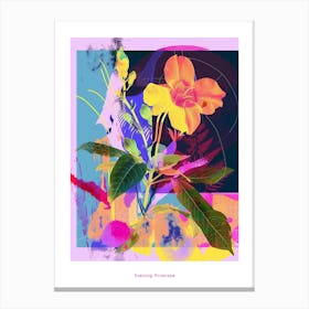 Evening Primrose 4 Neon Flower Collage Poster Canvas Print