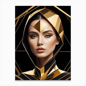 Geometric Woman Portrait Luxury Gold (8) Canvas Print