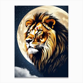 Lion In The Moonlight 1 Canvas Print