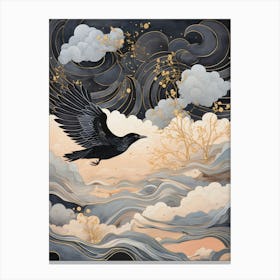 Magpie 2 Gold Detail Painting Canvas Print