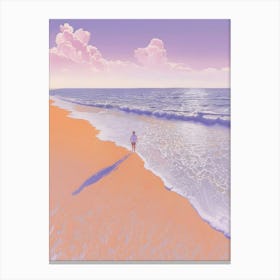 Girl Walking On The Beach Canvas Print