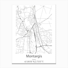 Montargis,France Minimalist Map Canvas Print