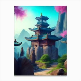 Asian Village Temple Canvas Print