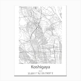 Koshigaya,Japan Minimalist Map Toile