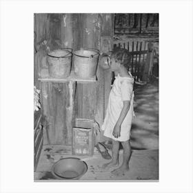 Daughter Of Sharecropper Drinking From Hollow Gourd, Near Marshall, Texas By Russell Lee Canvas Print