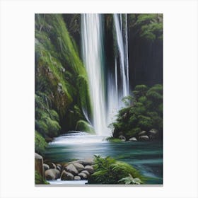 Mclean Falls, New Zealand Peaceful Oil Art  Canvas Print