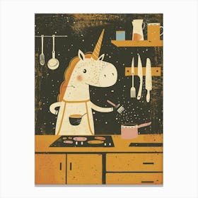 Unicorn In The Kitchen Muted Pastels Mustard Canvas Print
