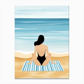 Woman Relaxing On The Beach Canvas Print