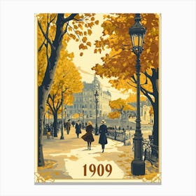 Aihrgdesign A Nostalgic Poster Of A 1909 City Park Featuring 2 Canvas Print