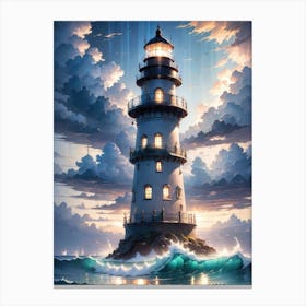 A Lighthouse In The Middle Of The Ocean 43 Canvas Print