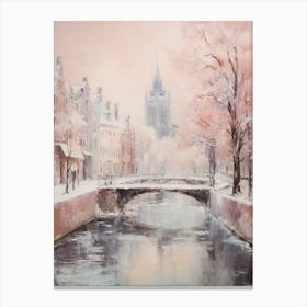 Dreamy Winter Painting Bruges Belgium 3 Canvas Print