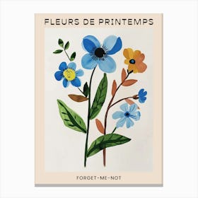 Spring Floral French Poster  Forget Me Not 5 Canvas Print