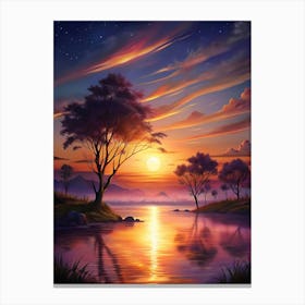 Sunset By The Lake Canvas Print