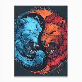 Badass Lion And Wolf Canvas Print