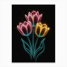 Neon Tulips 2 Canvas Print