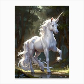 Unicorn In The Forest Canvas Print