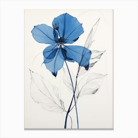 Blue Botanical Bird Of Paradise 2 Canvas Print