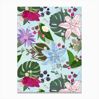 Lily, Rose And Bud Canvas Print